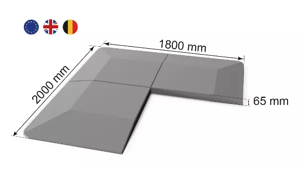 A two-meter traffic speed cushion's specific size picture